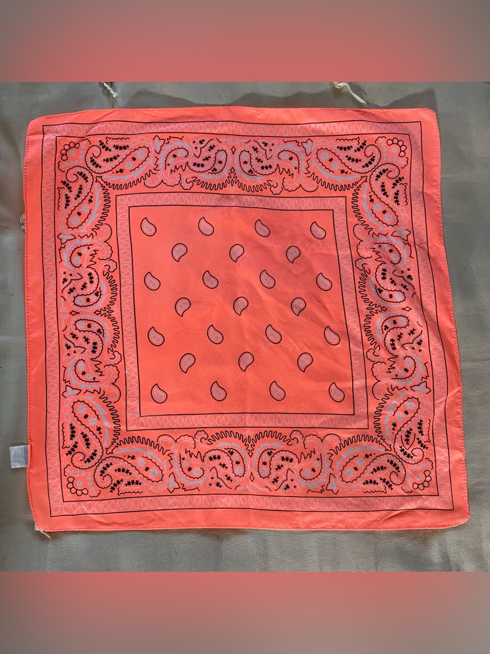 Neon coral orange paisley Bandana Scarf